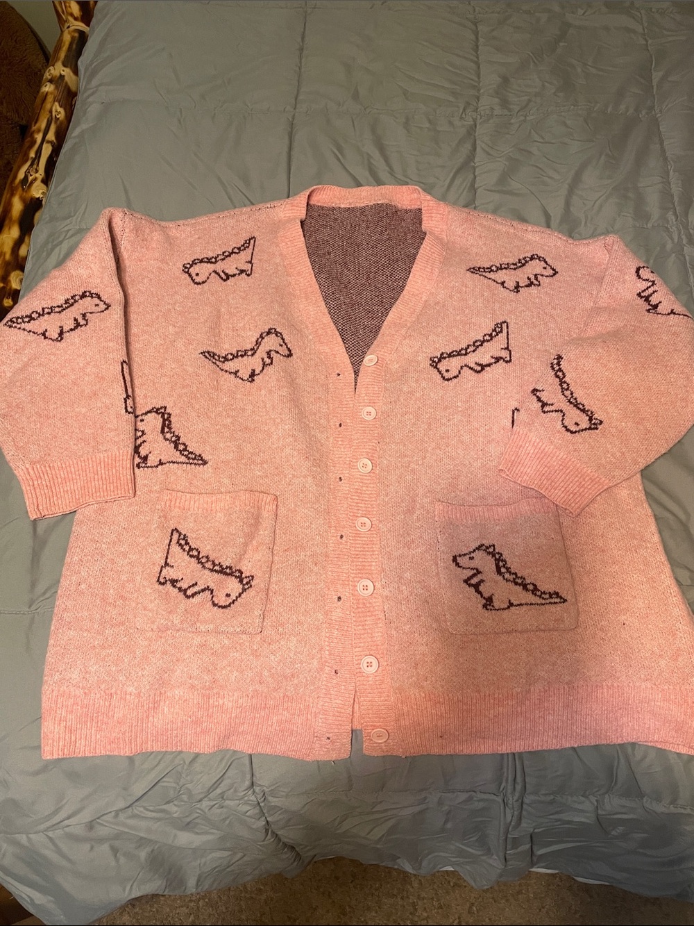 BloomChic Pink Cardigan with Crocodile Motif